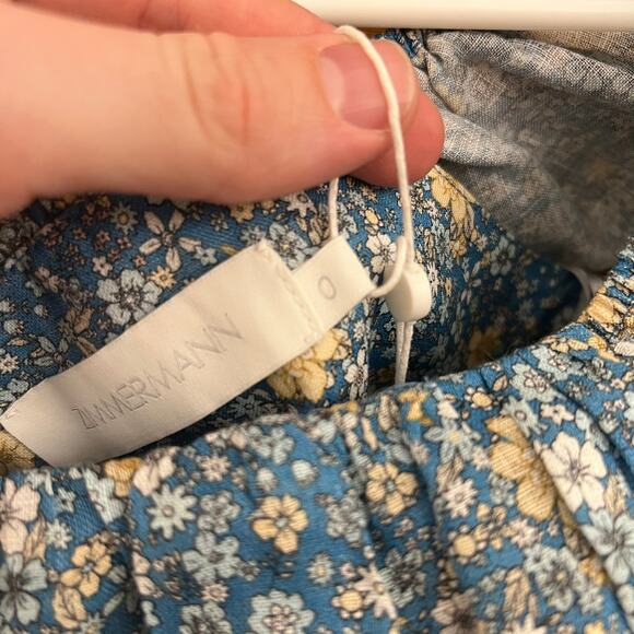 Zimmermann Carnaby Ruffle Neck Long Dress sz 4 US Indigo Blue NWT's $475 - Picture 6 of 16